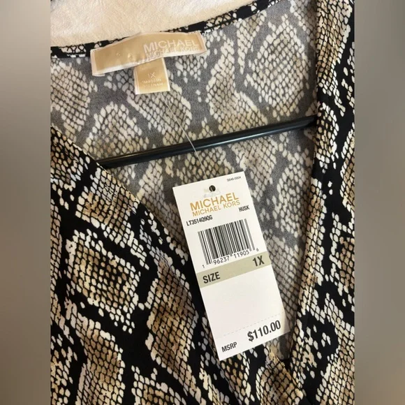 Michael Kors Black and Tan Patterned Blouse - Picture 3 of 7